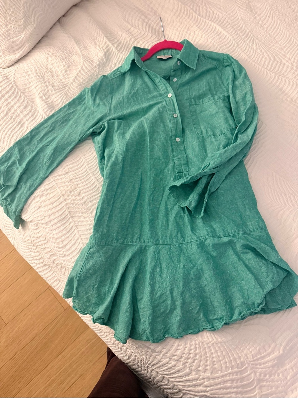 Tuckernuck Green Linen-Blend Shirt Dress - Picture 6 of 7